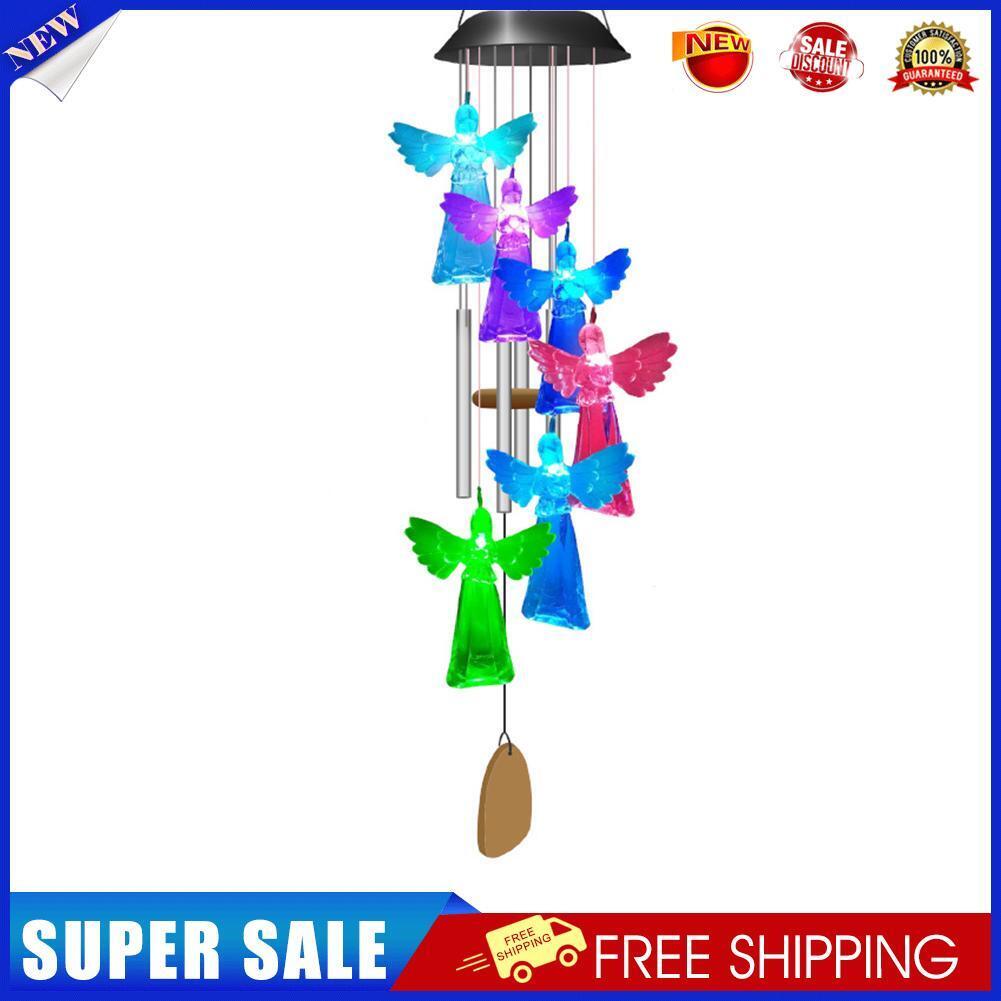 Solar Wind Chime Lamps Color Changing Angels Pendant Lights Garden Decor