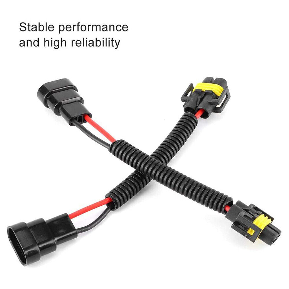 1 Pair H11 Female to 9005 9006 Male Adapter Cable Wiring Harness 8 inch