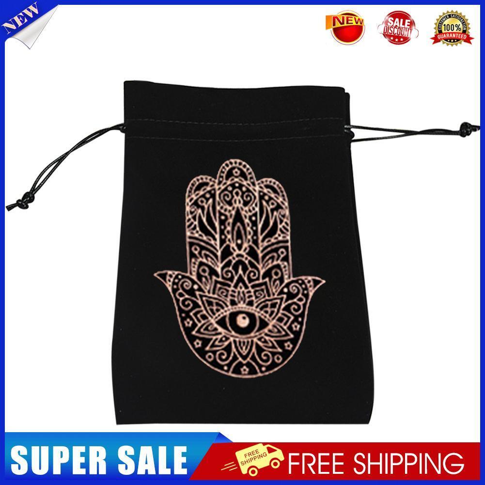 Velvet Tarots Card Bag Drawstring Mini Jewelry Dice Bag (Black Hand of God)