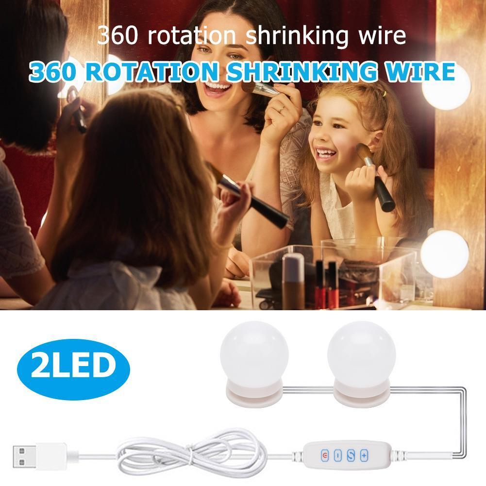 2pcs LED Makeup Mirror Light Bulb USB Dimmable Dressing Table Vanity Lamp