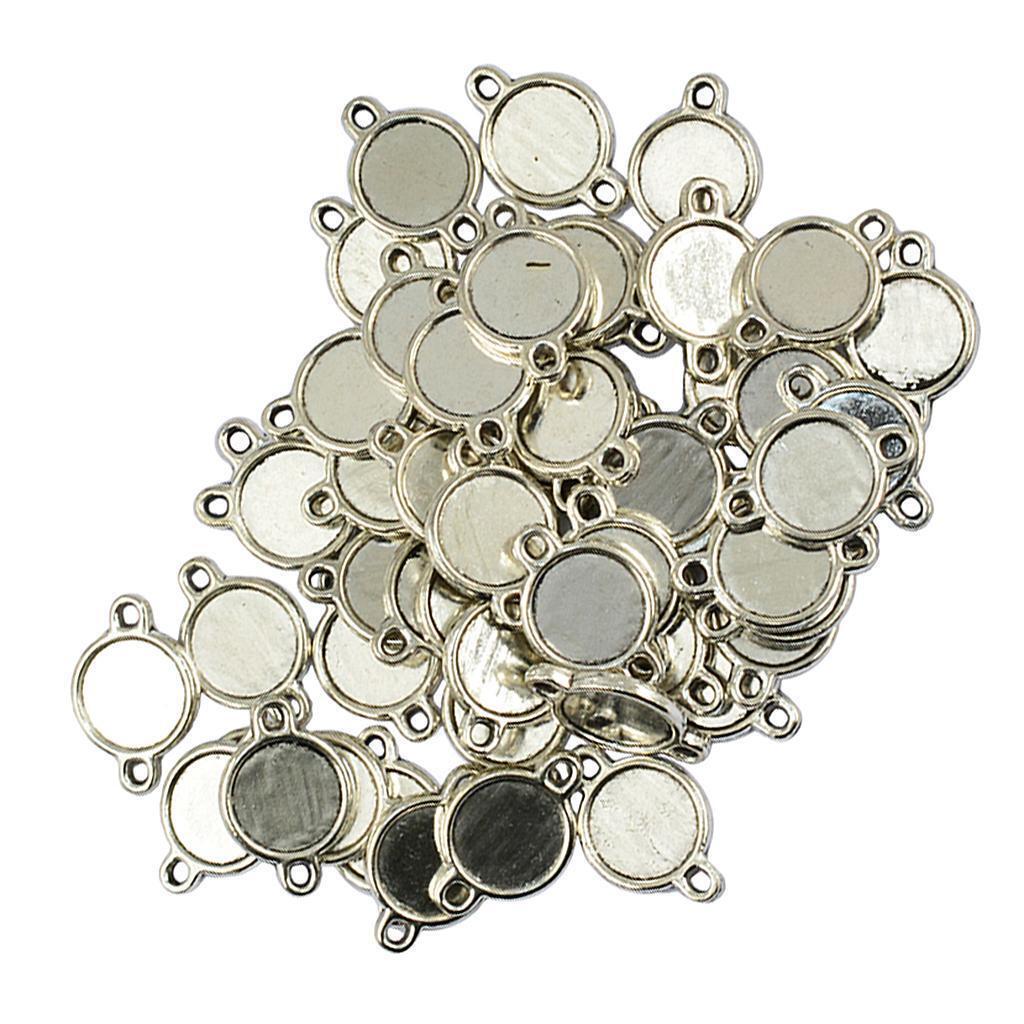 100 Pieces Double Sided Bezel Pendants Blanks Base Settings for Jewelry 10mm