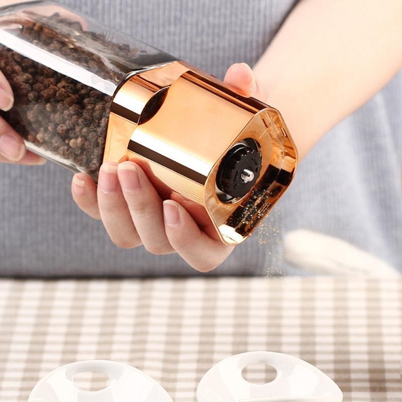Portable Manual Salt And Pepper Mill Glass Bottle Spice Seasoning Grinder Muller