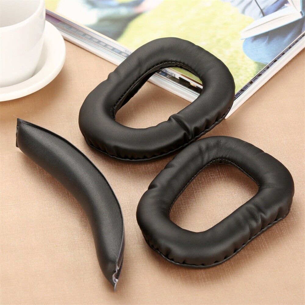 1 Pair High Elasticity Softer Leatherette and Foam Earpads With Headband Black