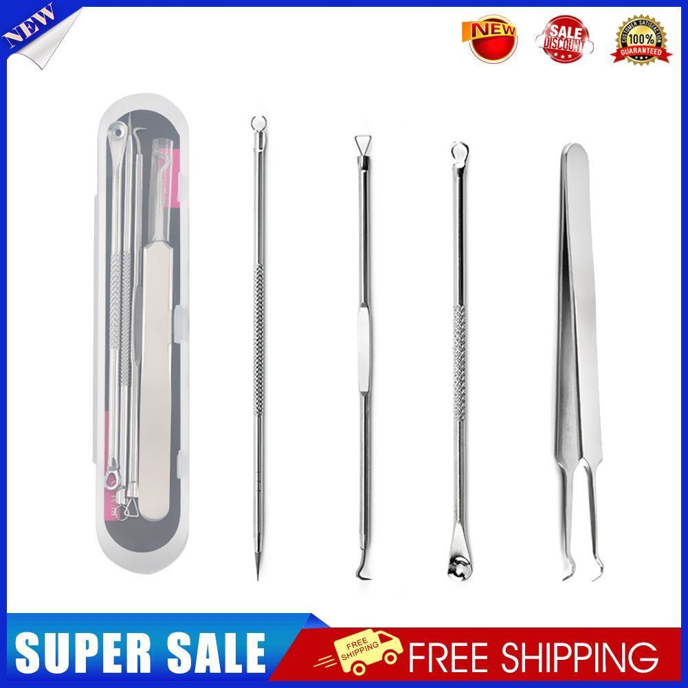 4pcs Black Dot Pimple Blackhead Remover Tool Needle Set Squeezing Acne Tool