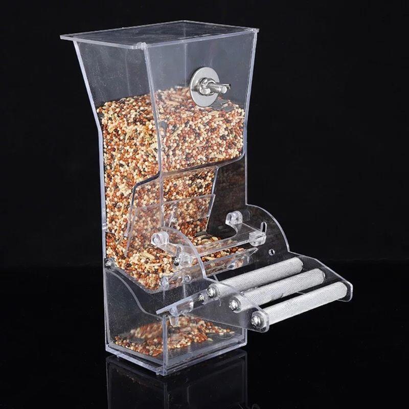 No Mess Bird Feeder Parrot Integrated Automatic Feeder with Perch Food Container