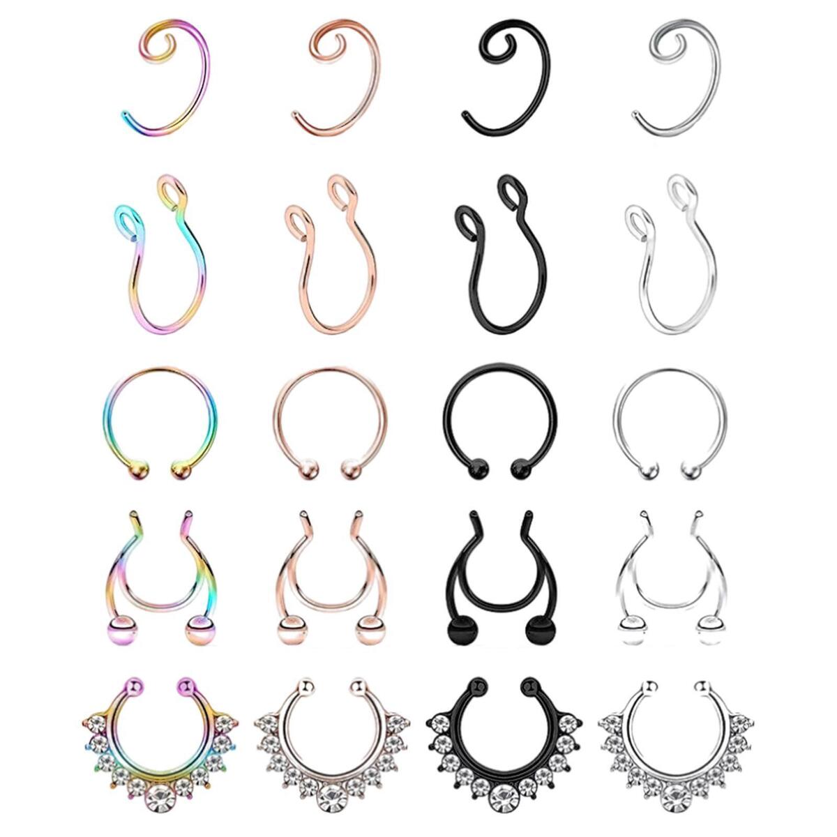 20- Nose Rings Hoop Nostril  for party and daily Wearing Holiday
