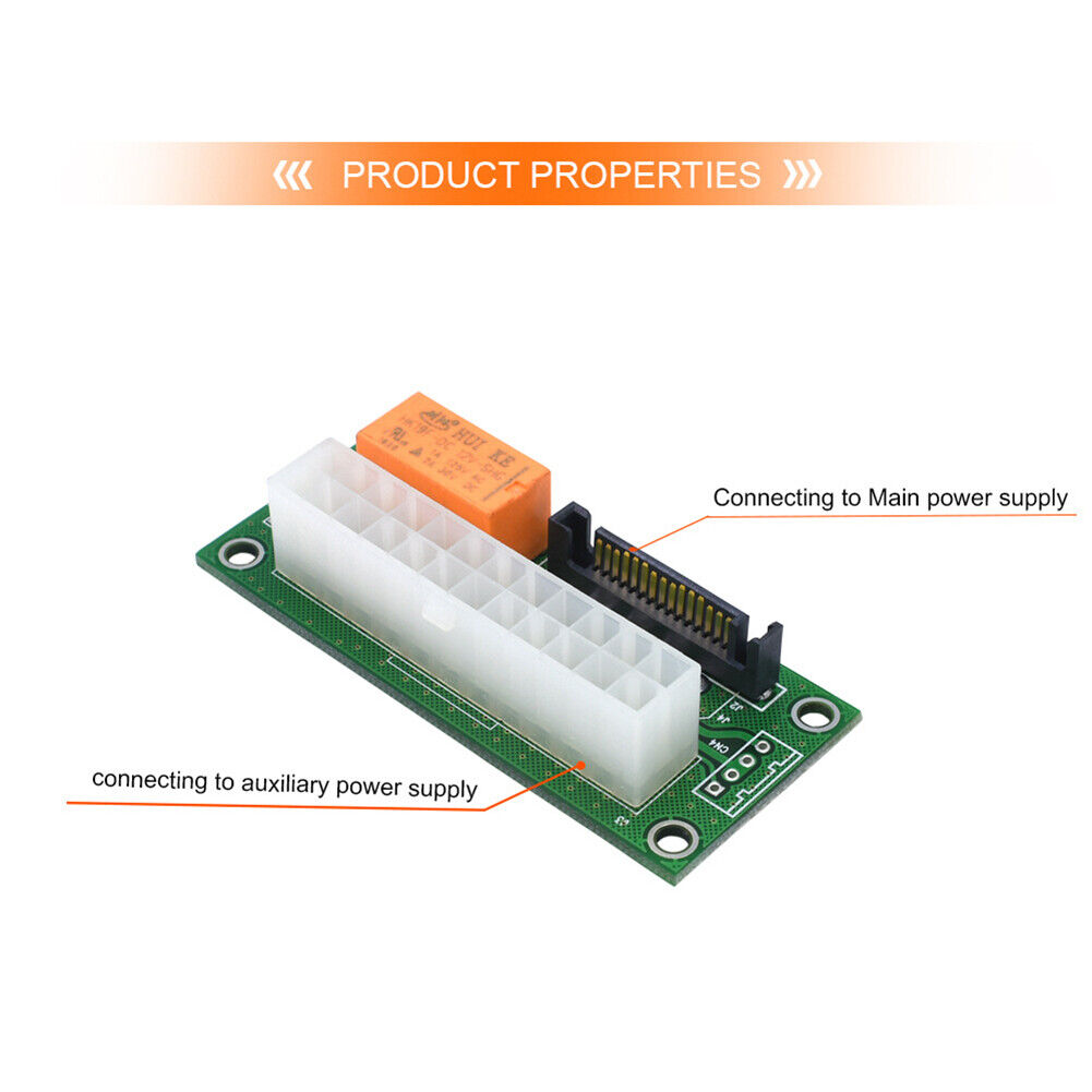 10pcs Add2psu ATX 24Pin to SATA Dual PSU Power Supply Sync Adapter (Green)