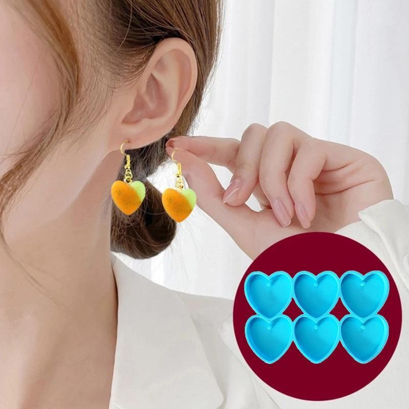 Heart Shape Earring Mold Jewelry Casting Mold Silicone Keychain Diy Crafts Mold