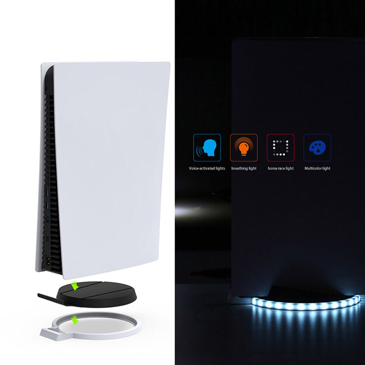 Touch/Voice Control RGB Base for PS5 Host Game Console Atmosphere LED Light Base