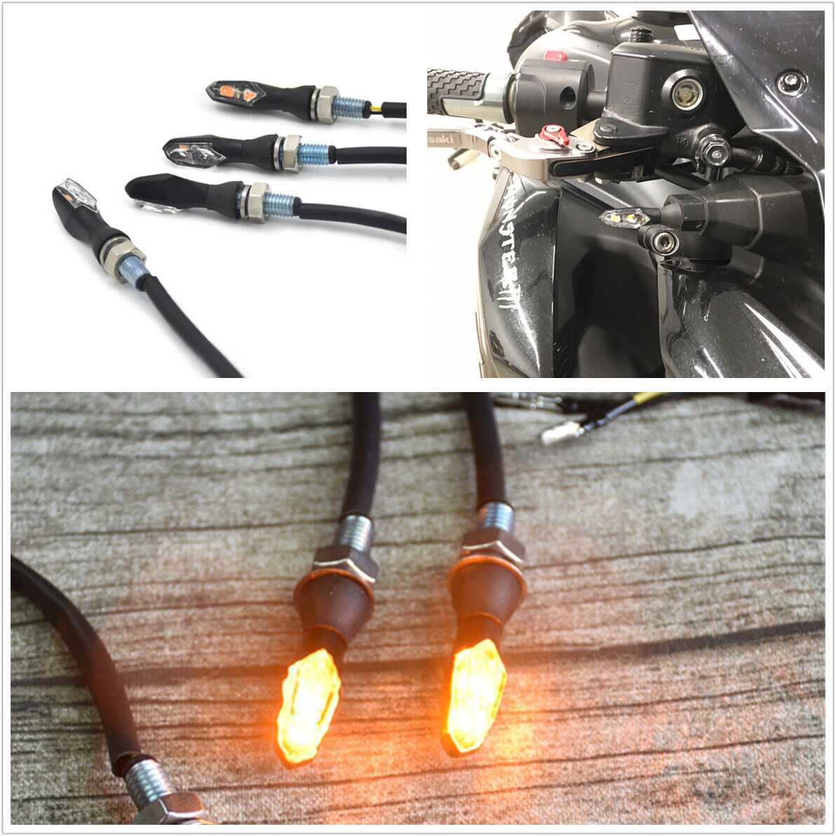 4 x 12V Aluminum Motorcycle LED Turn Signal Light Indicator Lamp CE E-Stamp Mark