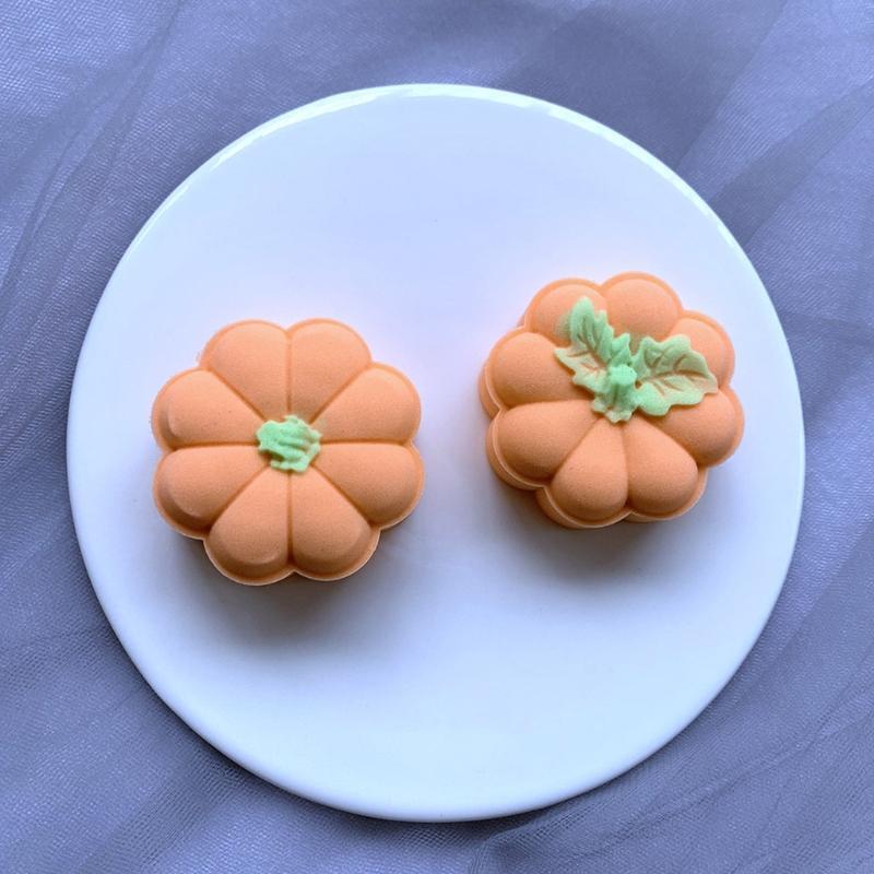 Eight Petal Pumpkin Round Moon Cake Mould 65g Hand-Pressure 2 Stamps Mooncake