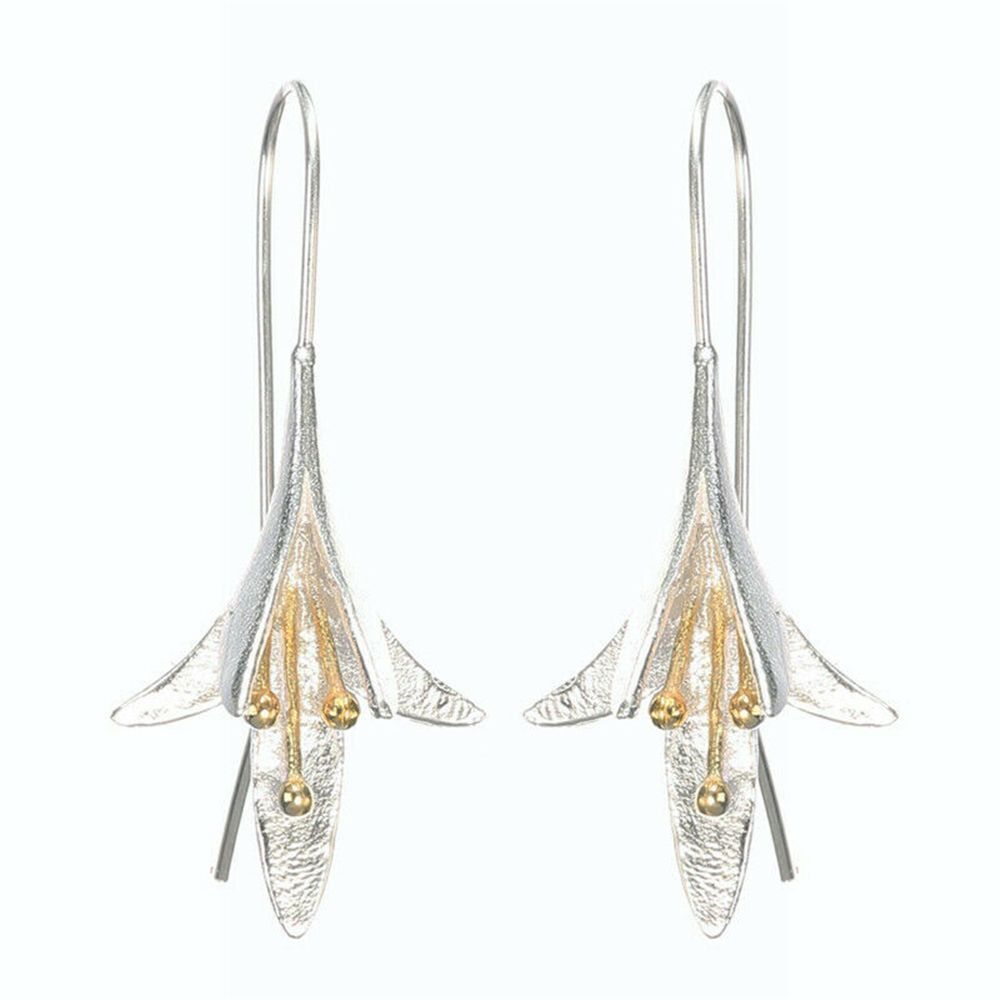 Women Drop Earrings Dangle Stud Jewelry Crack Shell Flower Petal Earrings