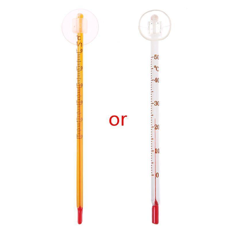 Aquarium Glass Thermometer With Sucker Fish Tank Reptile Box Accessory Supplies