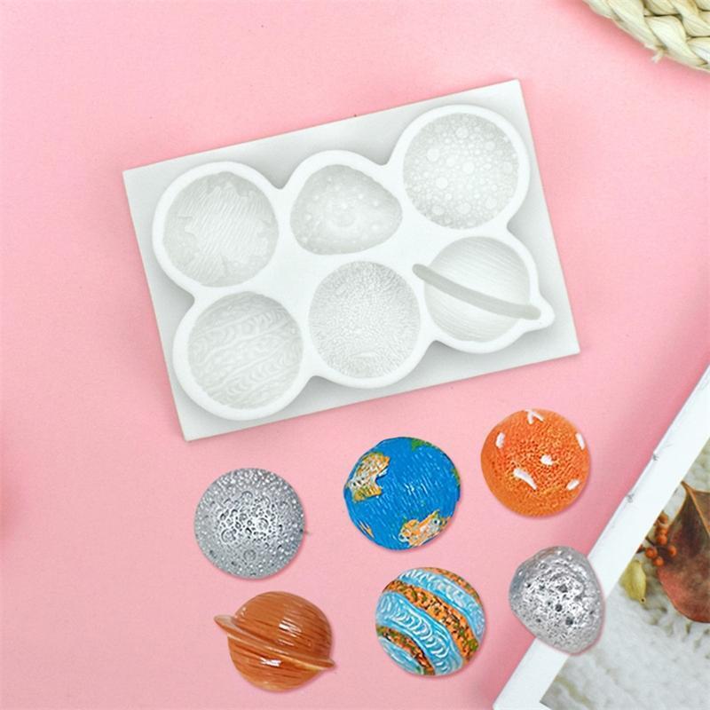 6 Cavities Chocolate Mould Fondant Molds Planet Shape Silicone Baking Gadgets