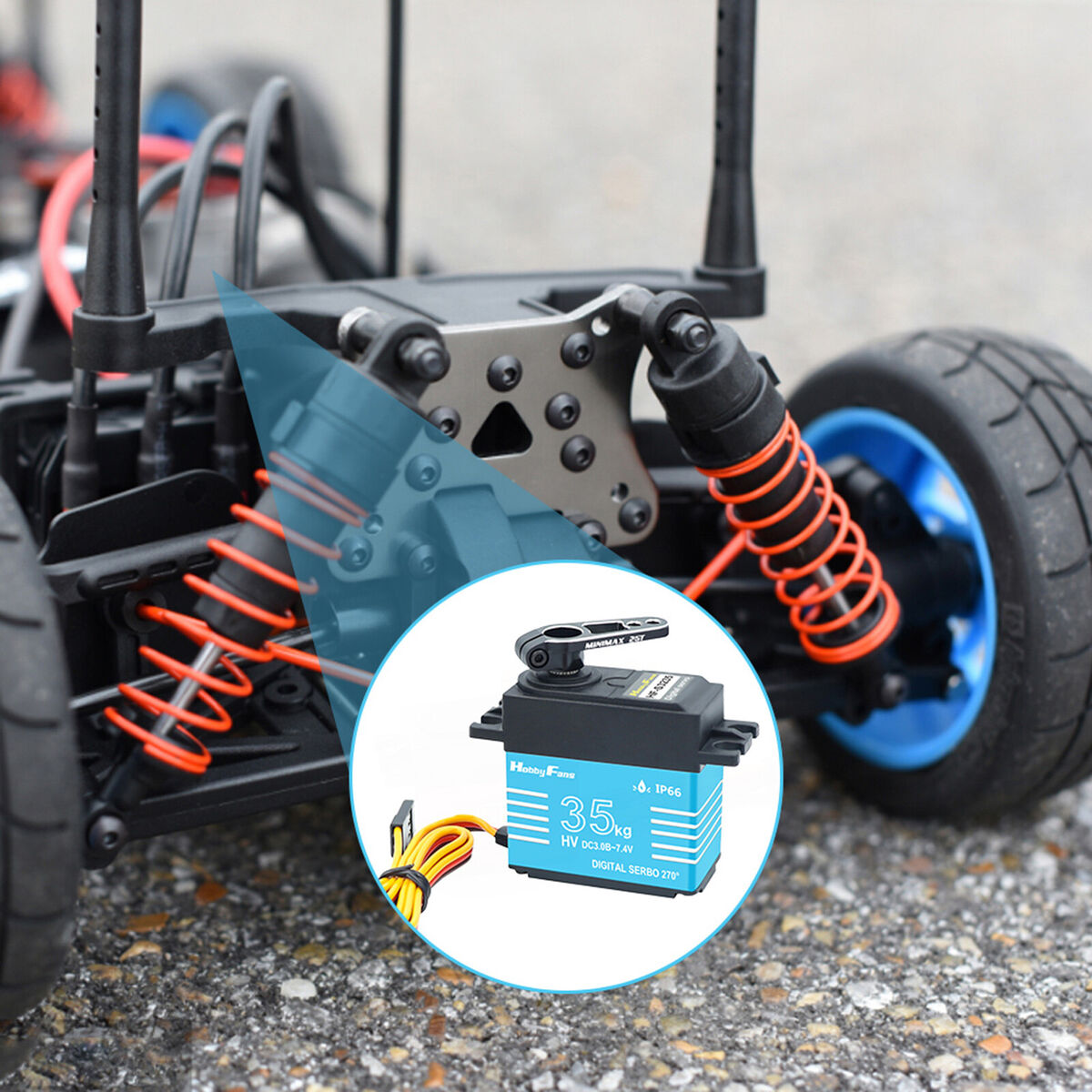 Waterproof 35kg Digital Servo 25T Arm Kits for 1/10 1/8 RC Crawler Car Blue
