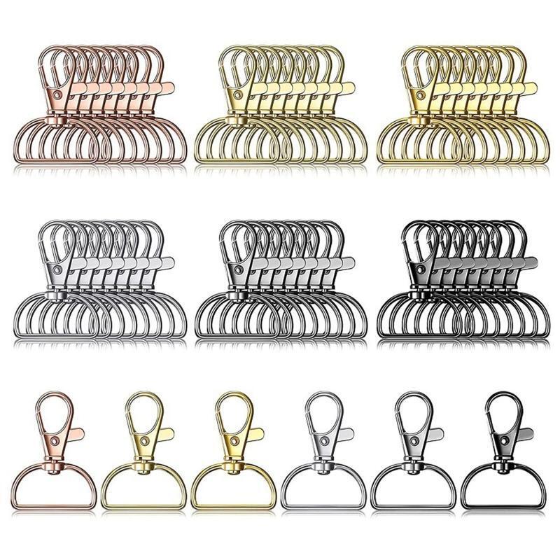 48Pieces Metal Hooks Clasp with D Ring for Keychain Purse Hardware Sewing Craft