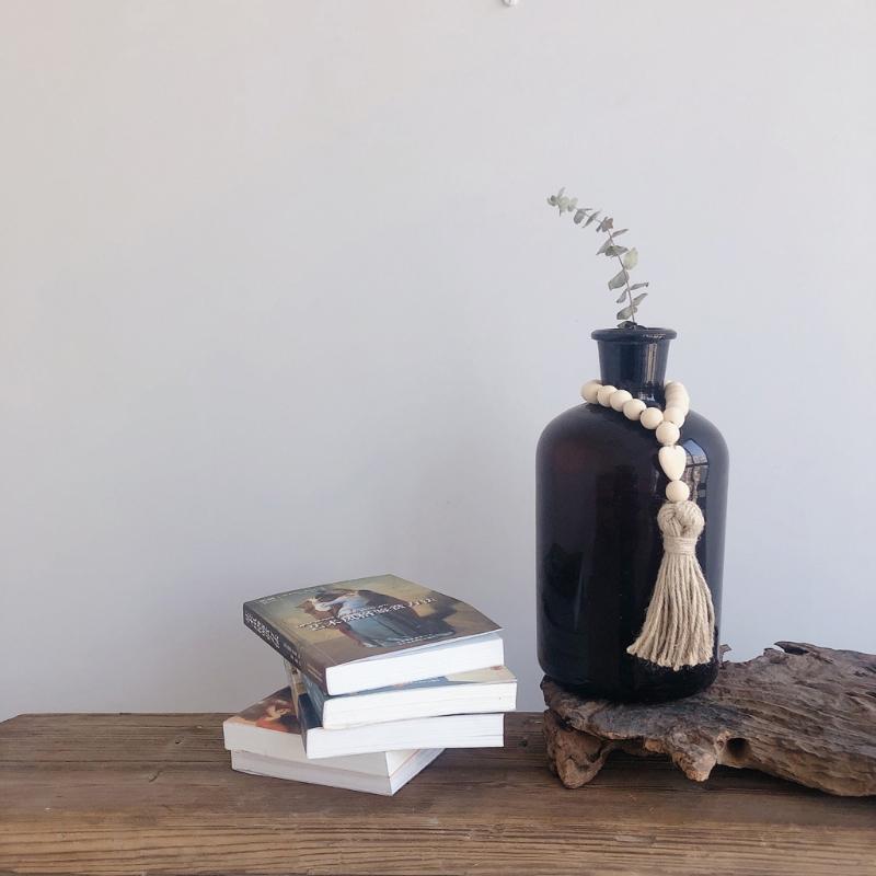 Wood Bead Garland with Tassels Farmhouse Home Decoration Wood Bead Room Decor