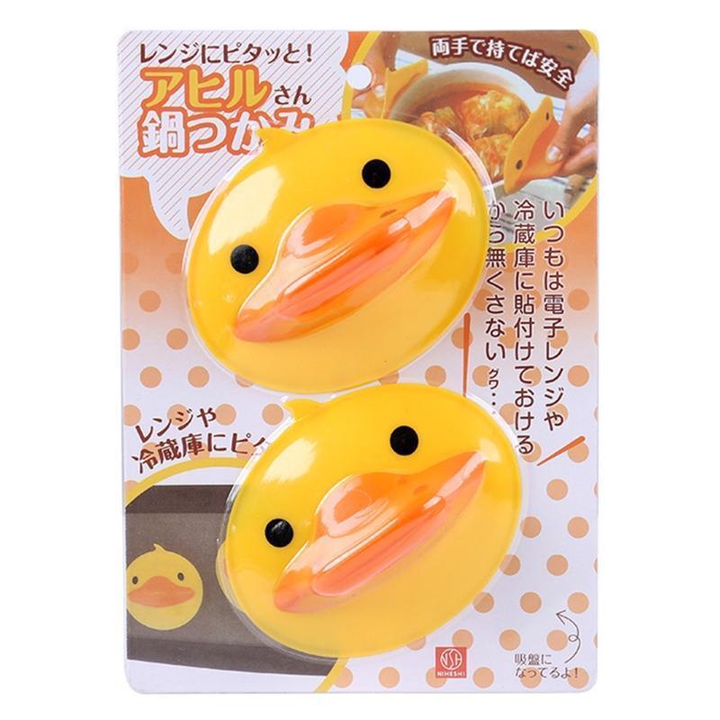 2pcs Silicone Oven Gloves Heat Insulation Hot Plate Clip Cute Duck Pot Holder