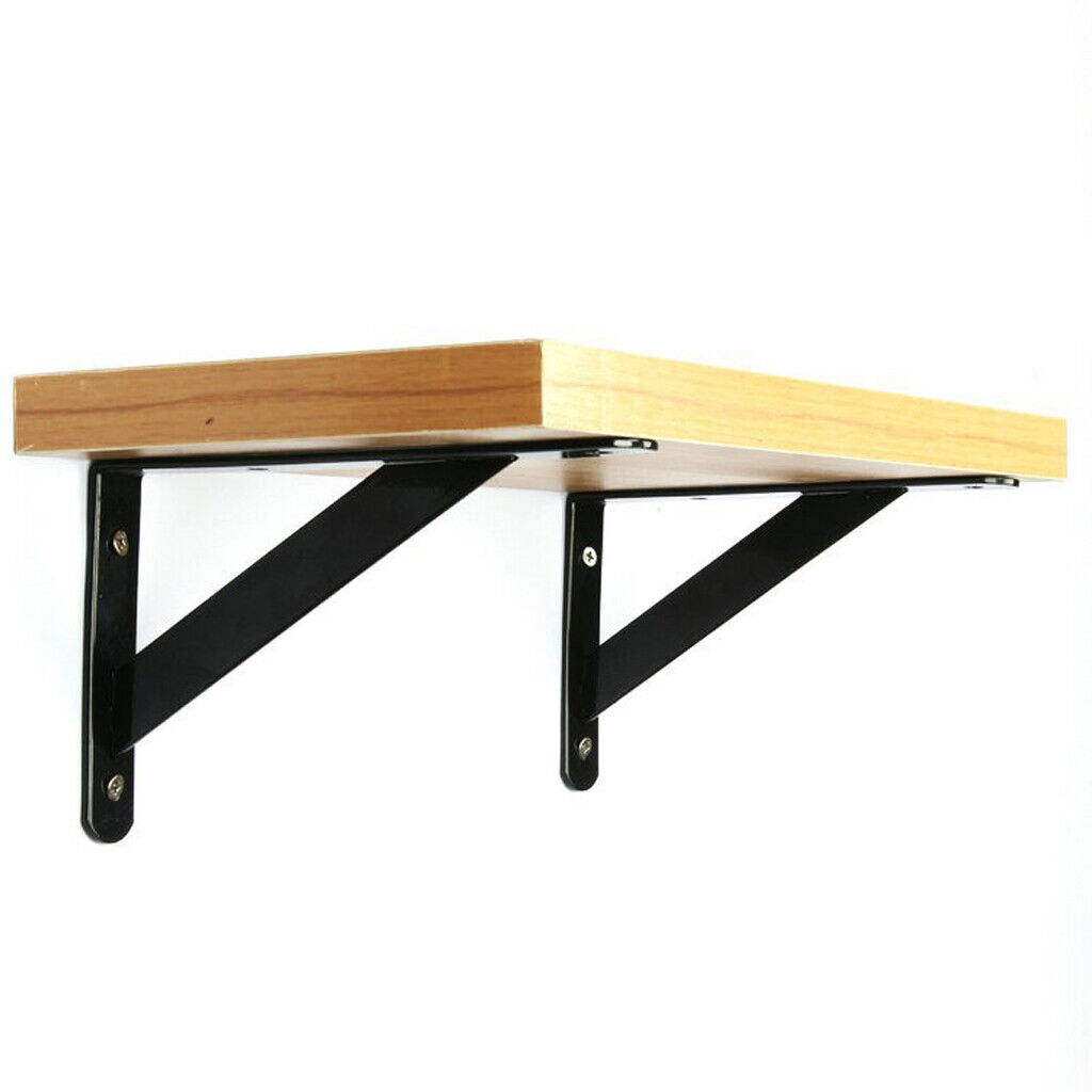 2pcs L-shaped Wall Bracket Support  Holder Stand 200x120x2mm Black
