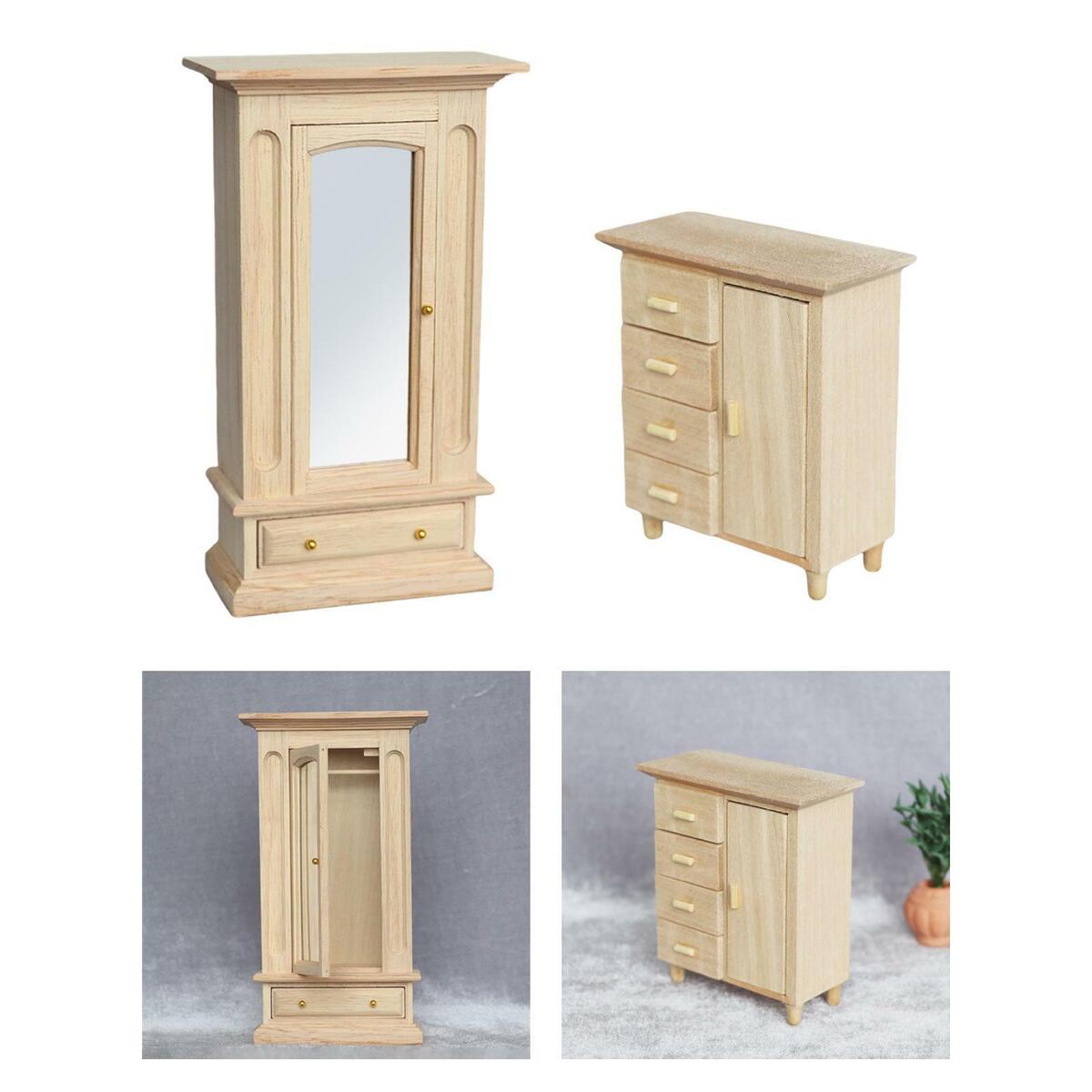 2  1:12 Scale Wardrobe and Cabinet  Bedroom Furniture Ornaments