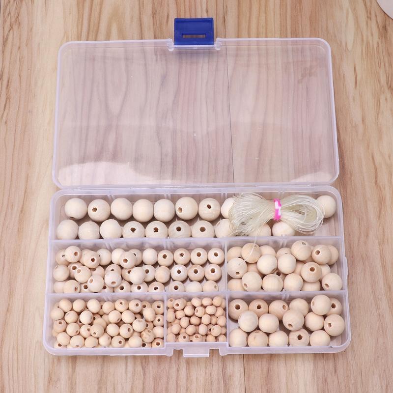 220 Raw Wood Beads for Craft Decoration Round Beads Garland Home Christmas Decor