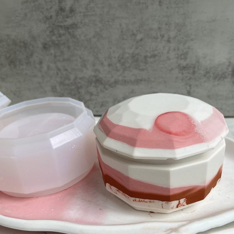 Silicone Jewelry Box Mold with Lid Jewelry Box Candle Holder Mould Bottle Epoxy