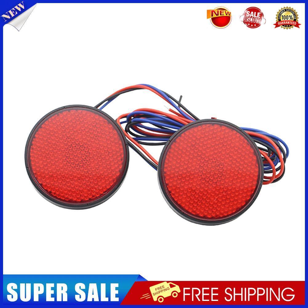 2x Round LED Motorcycle Tail Brake Turn Signal Lights Rear Reflectors (Red)