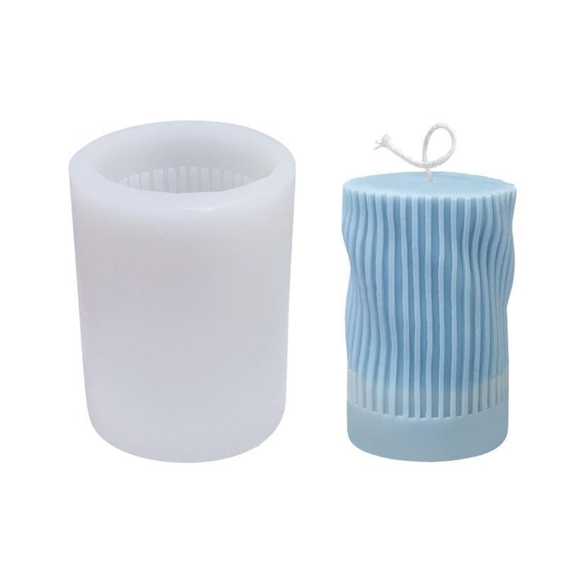 Twisted Cylinder Candle Mold for Candle Making,Food Grade Silicone Clear Texture