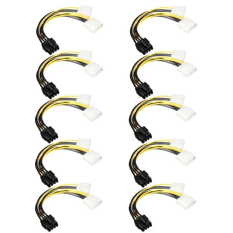 10pcs/set 8Pin To Dual 4Pin Video Card Power Cord Graphics Card Power Cable 20cm