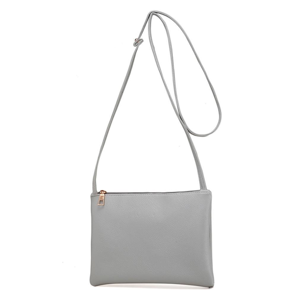 Classic Fashion Simple Women PU Small Shoulder Bag Crossbody Bag(Gray)