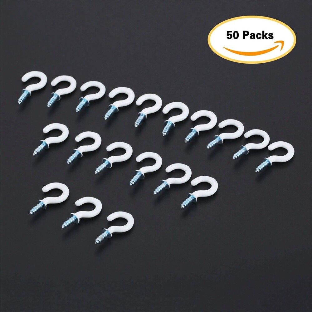50Pcs 0.94" Strong Sharp Vinyl Coated Ceiling Hooks Space-saving Household Item