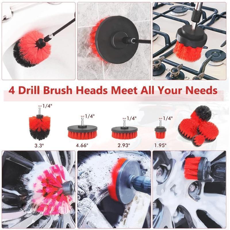 19Pcs Detailing Brushes Car Drill Brush Wash Mitt Wax Pads Wash Towels Kit
