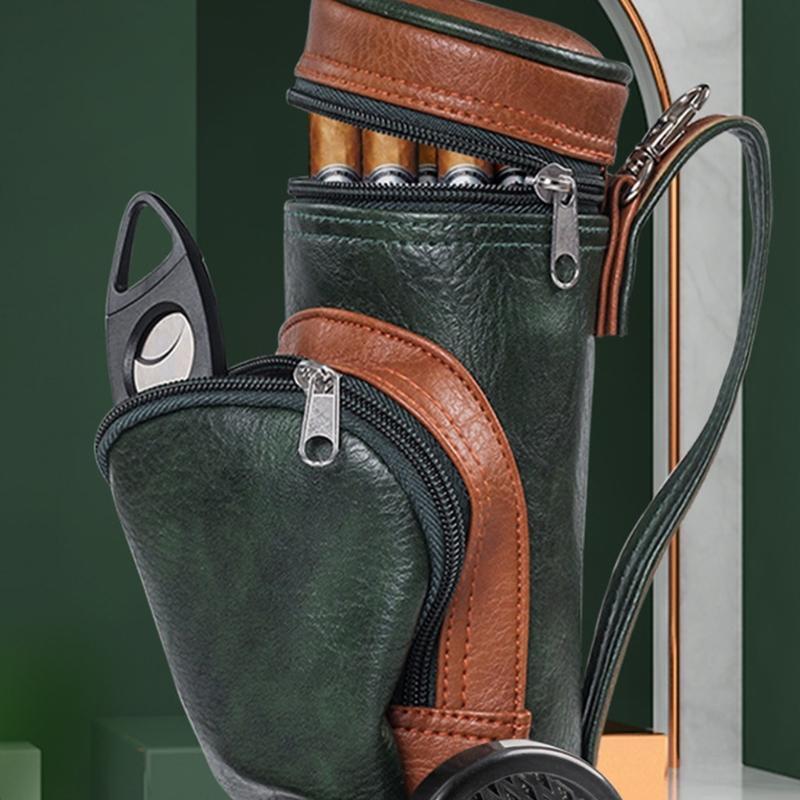 Travel PU Cigar Storage Bag Cover Cigar Holder Case Tube Box with Cigar Cutter
