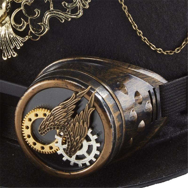 Victorian Deer Head Goggles Top Hat Magic Hat Steampunk Hat for Performance Prop