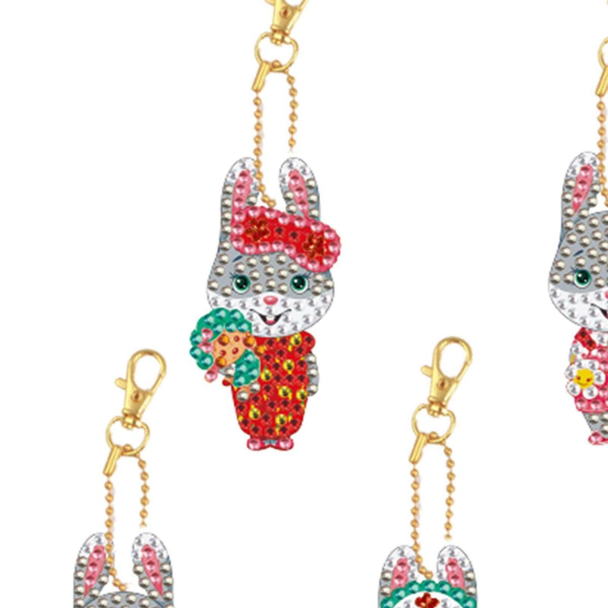 20 pieces DIY  Keychains Egg Rhinestone Key Ring Pendants