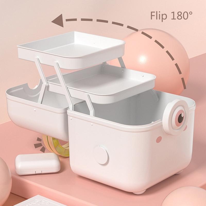 Portable Medicine Storage box Family Medicine Organizer Box  With Lock 3 layers