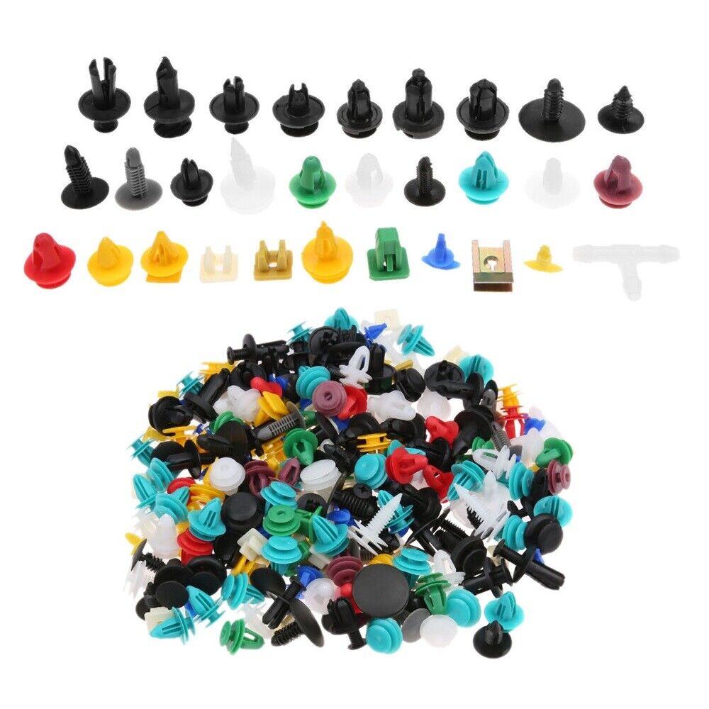 200Pcs Plastic Clip Auto Fastener Rivet Bumper Panel Fender Repair Tools Top