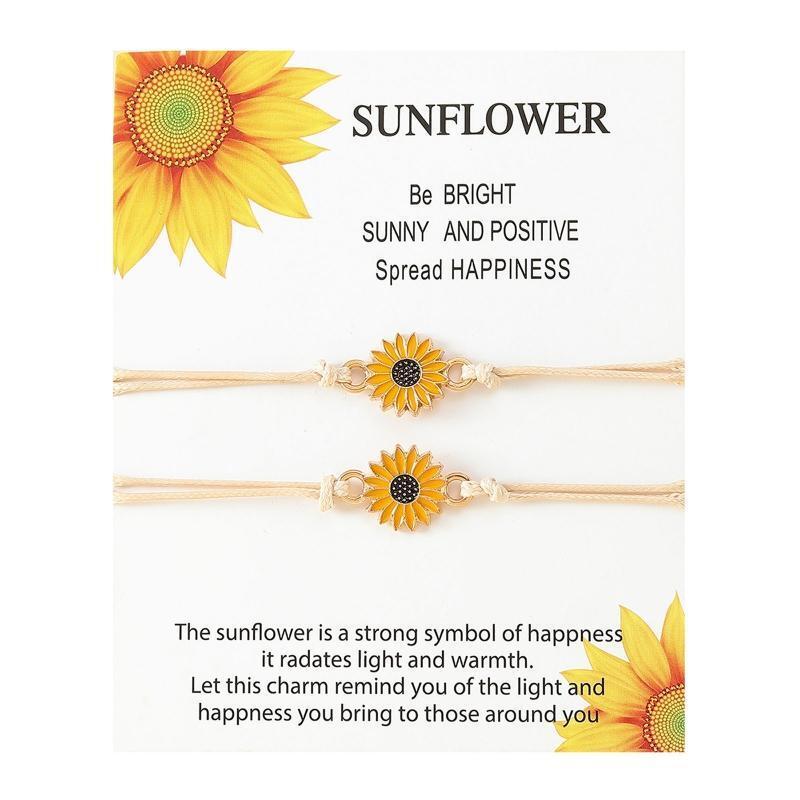 2-Piece Sunflower Bracelets Promise Bracelet Friendship Couple Distance Jewelry