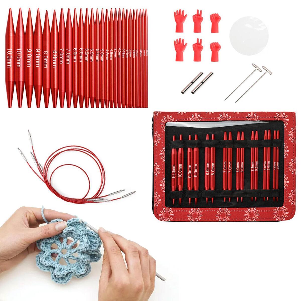 With Bag Grip Needles Sewing Tools Knitting Needles Sets Soft Crochet Hooks