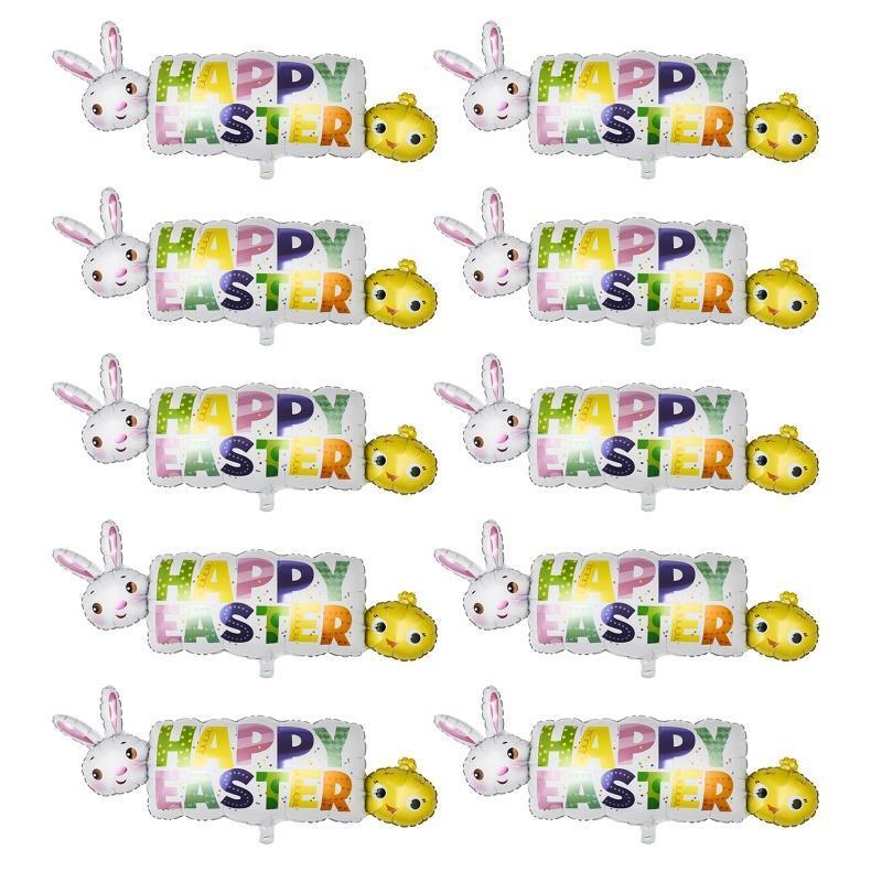 Happy Easter Bunny Aluminum Film Balloons Set of 10 Cartoon Animal Balloon
