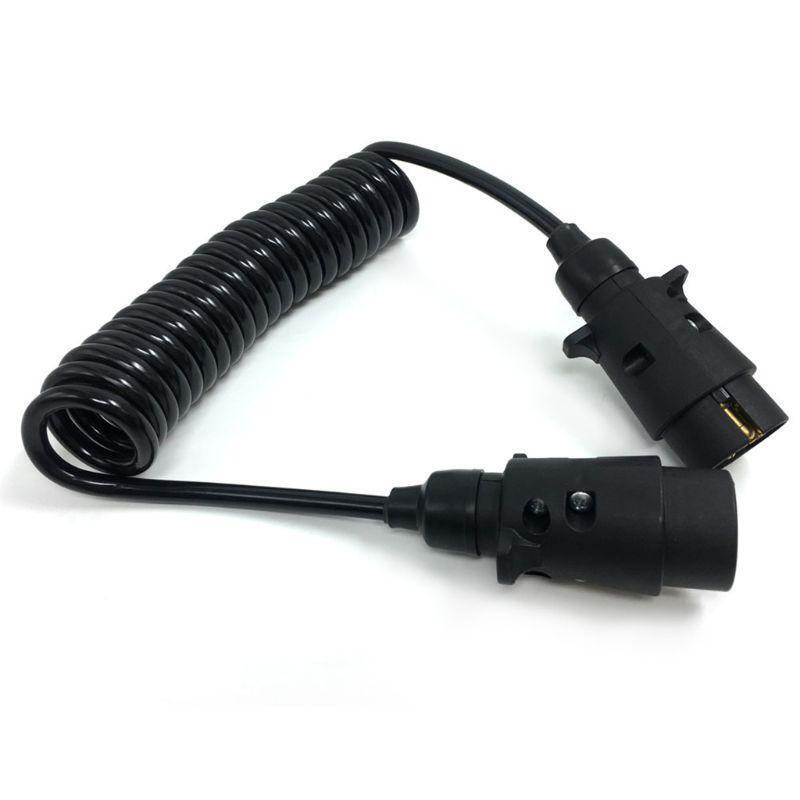 7 Way Flat Trailer Extension Coiled Cable Universal 7Pin Trailer Connector Cable