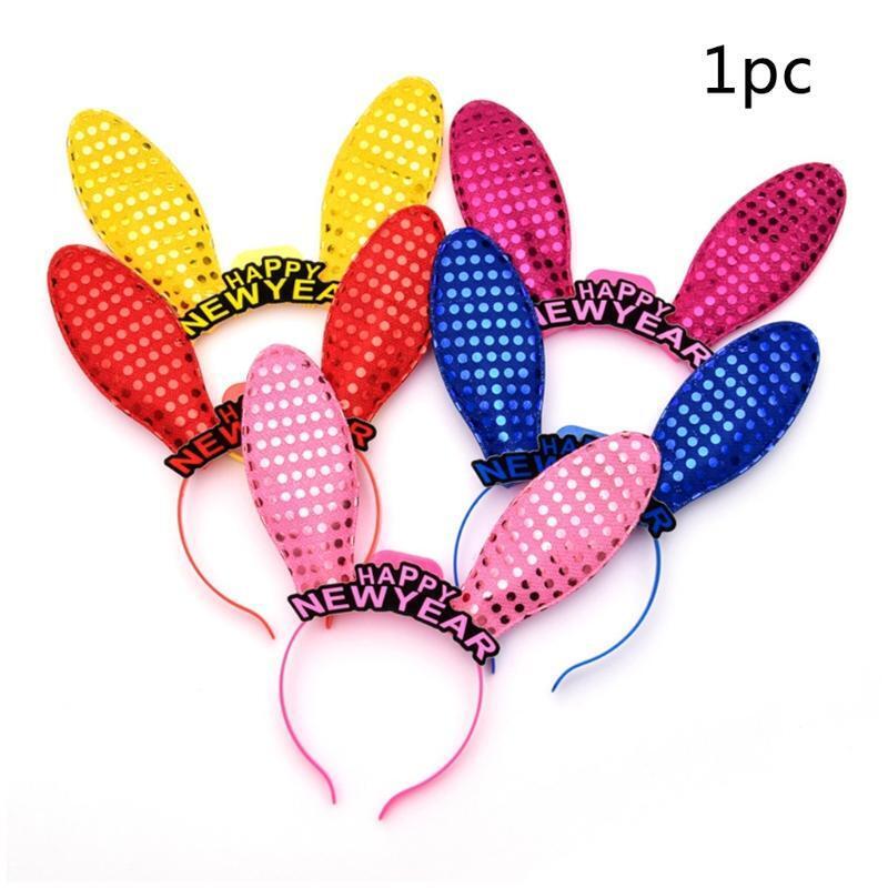 Bunny Ear Headband Light Up Rabbit Ears Hair Hoop Christmas New Year Photo Props