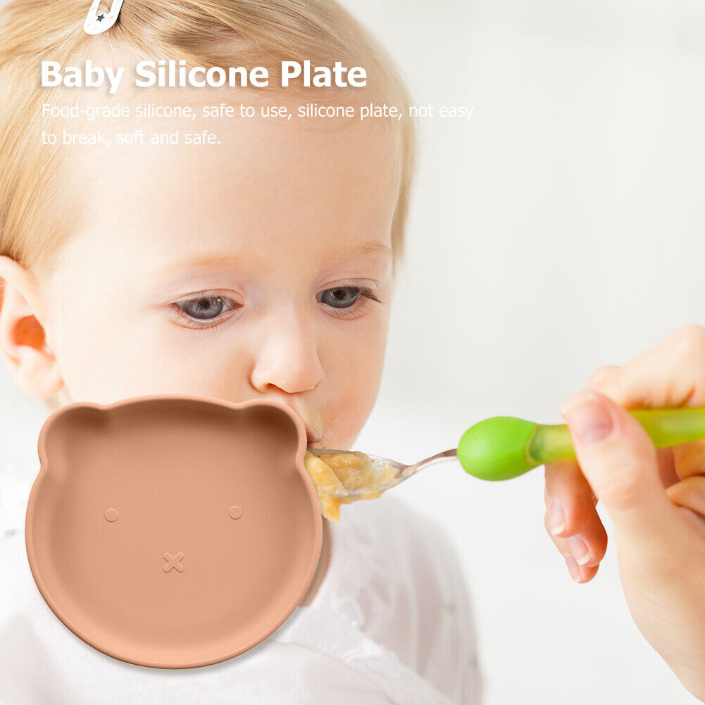 Children Dishes Baby Silicone Sucker Feeding Bowl Kid Dining Plate (Red)