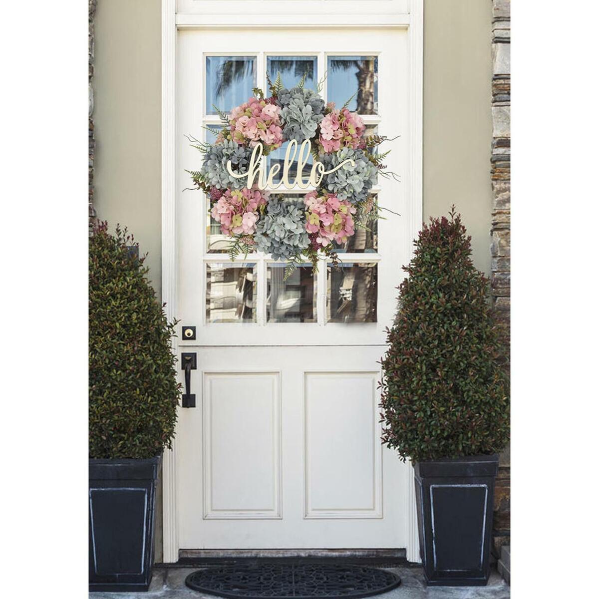 20in Romantic Hydrangea Wreath Garland for Front  Hanging Wall Wedding