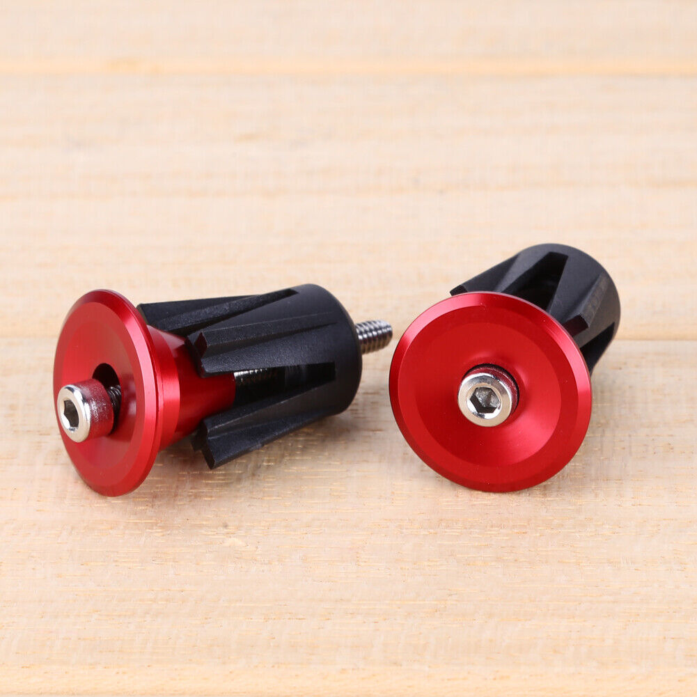 One Pair Bike Bicycle Aluminum Handlebar Grips Handle Bar Cap red