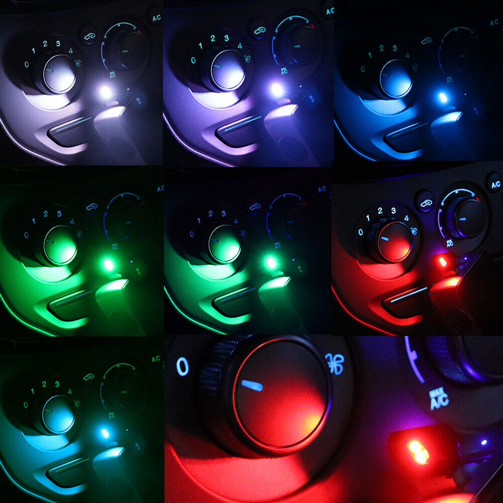 USB Car Colorful Night Lights Auto Interior RGB LED 8 Colors Ambient Lamp