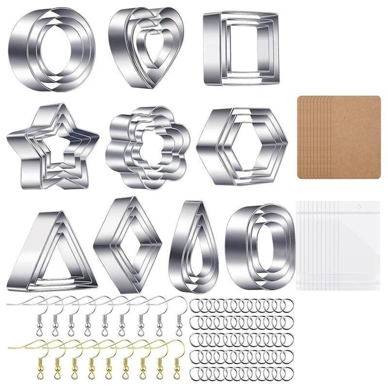 30 Pcs Polymer Clay Cutters Geometric Stainless Steel Cutters Clay Earring Cutte