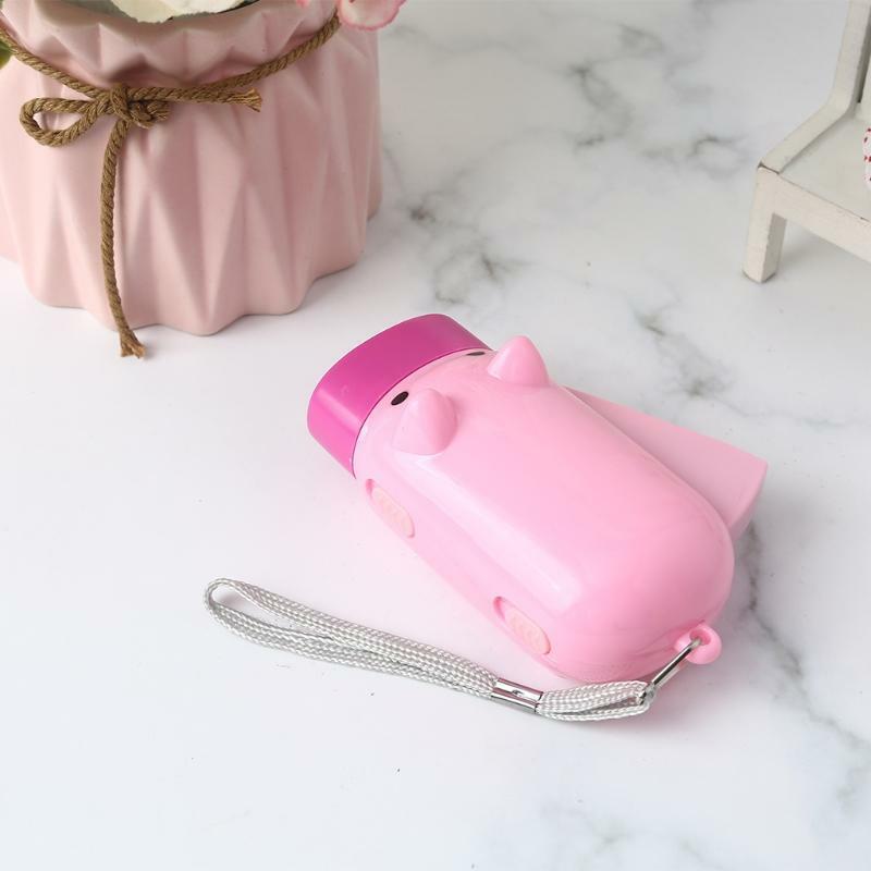 Hand Pressing Power Pig 2 LED Flash Light Flashlight Wind-up Dynamo Torch Lamp