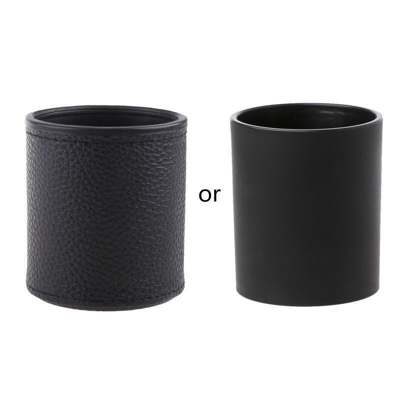 Durable Leather Ribbed Dice Cup Fish Pattern Black Gambling Casino Tool KTV Bar