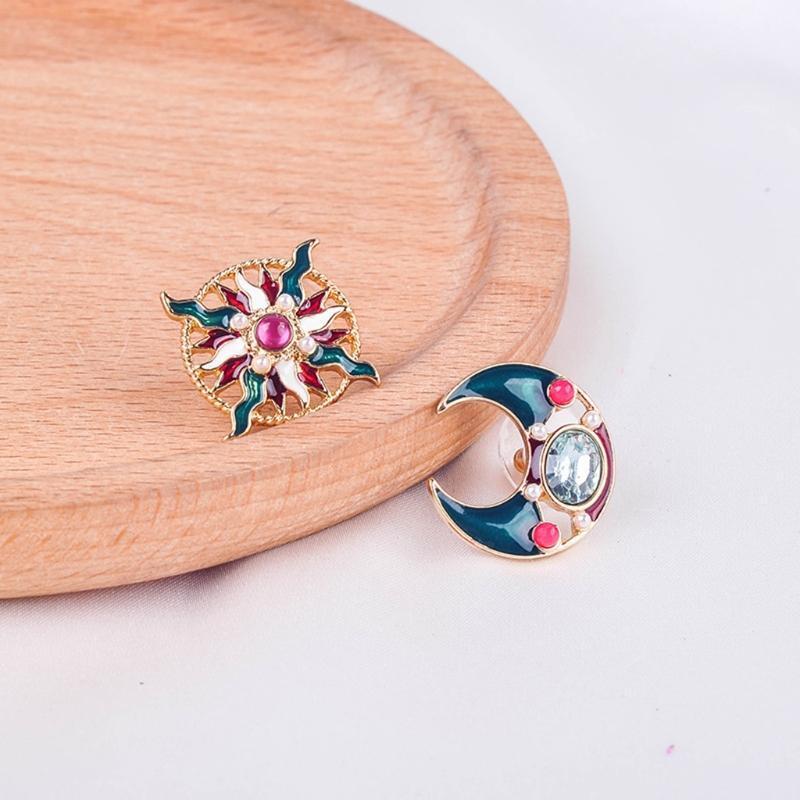 1 Pair Sun Moon Asymmetrical Ear Studs Earring Jewelry Gifts for Women Girls